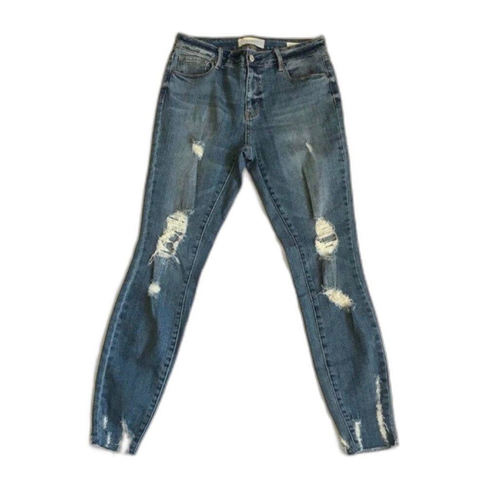Pac Sun Mid-Rise Skinniest Ankle Jean Ripped Sz 26 /Inseam 27.5” Distressed EUC